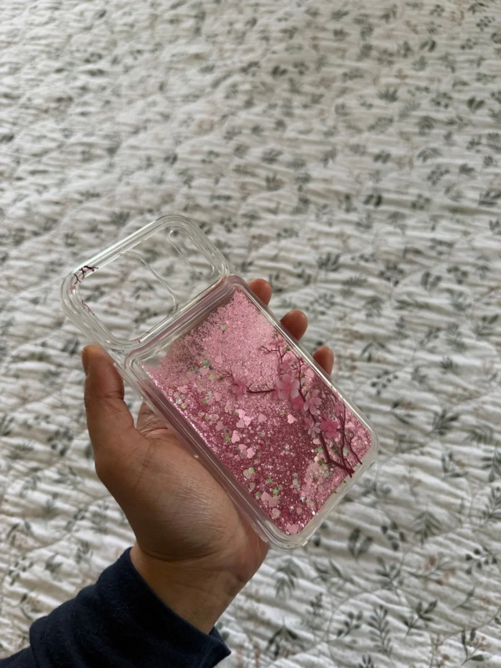 iphone 17pro max Phone Cover Cherry Blossom Aesthetic Floating Glitter
